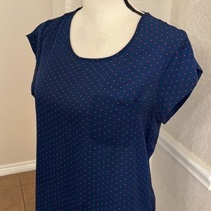 Lily White navy blue with red polkadots sheer top. M